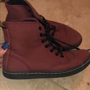 Dr Martens Burgundy canvas boots